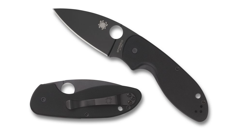 Spyderco Efficient Folding Knife, 3in, 8Cr13MoV, Drop Point Blade, PlainEdge, G-10 Black Handle, C216GPBBK