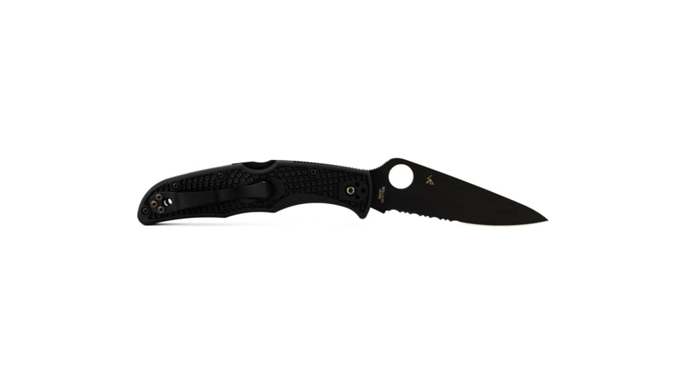 Spyderco Endura 4 Lightweight Folding Knife, 3.8in, VG-10, Partially Serrated Drop Point Blade, Black Blade, Black FRN Handle, C10PSBBK