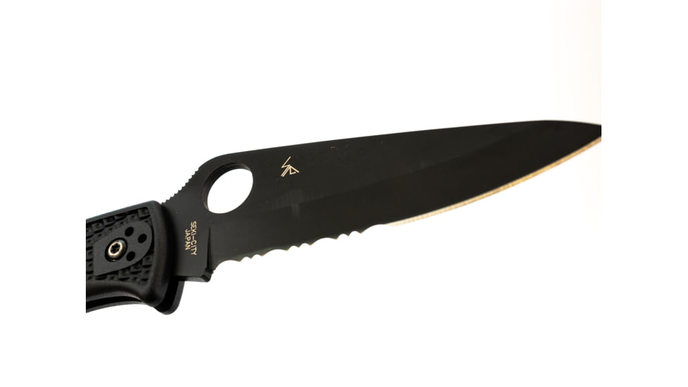Spyderco Endura 4 Lightweight Folding Knife, 3.8in, VG-10, Partially Serrated Drop Point Blade, Black Blade, Black FRN Handle, C10PSBBK