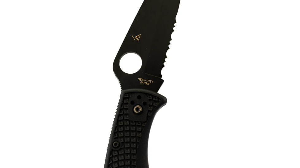 Spyderco Endura 4 Lightweight Folding Knife, 3.8in, VG-10, Partially Serrated Drop Point Blade, Black Blade, Black FRN Handle, C10PSBBK