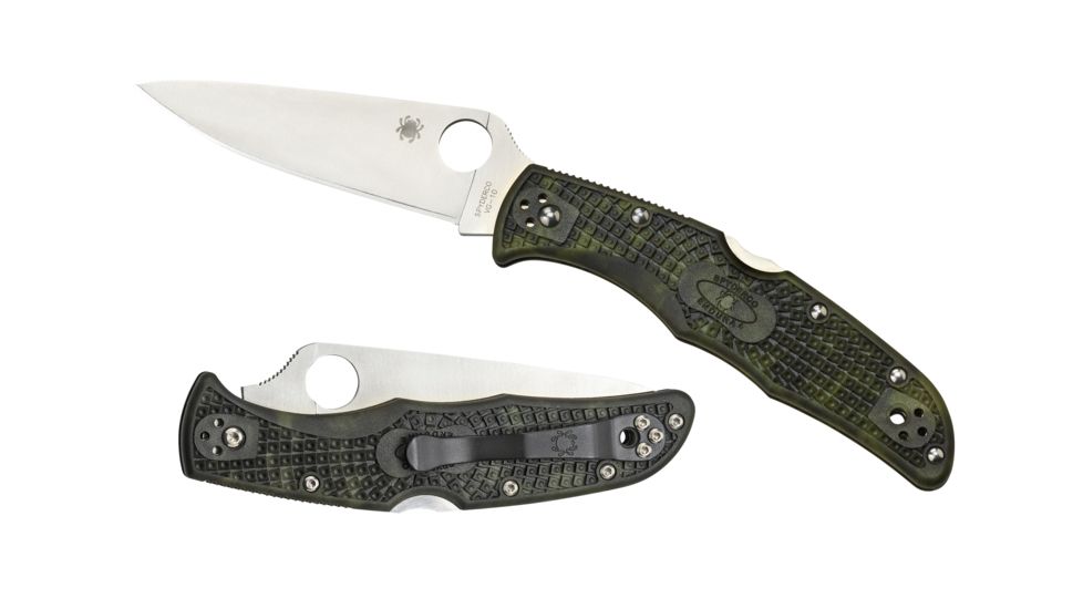 Spyderco Endura 4 Zome Folding Knife, 3.8in, VG-10, Drop Point, FRN Green Handle, C10ZFPGR