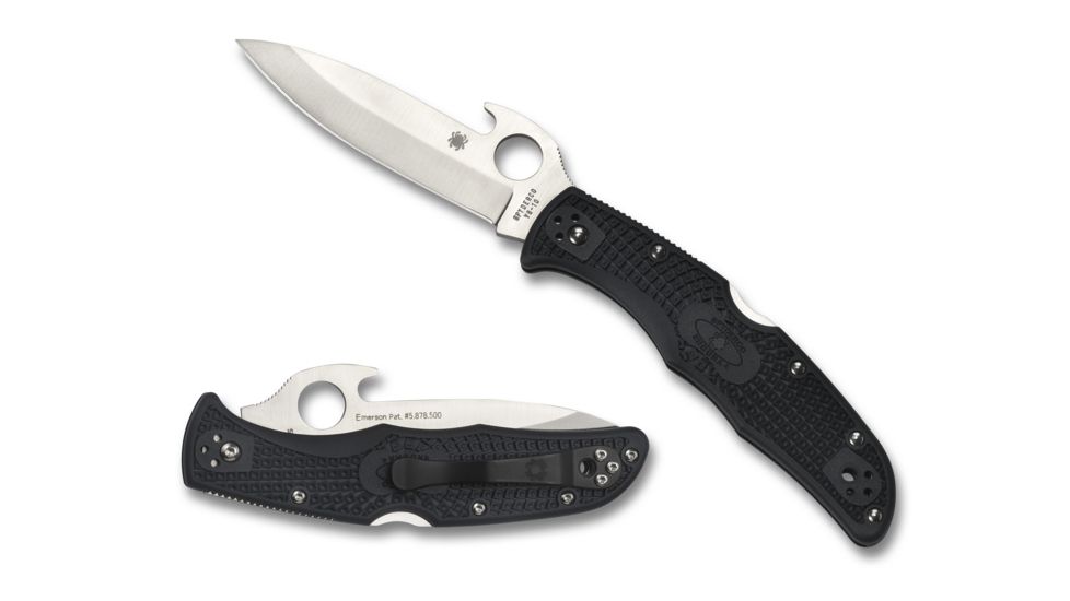 Spyderco Endura 4 Folding Knife with Emerson Opener, 3.8in, VG-10, Clip Point FE Blade, Gray FRN Handle, C10PGYW