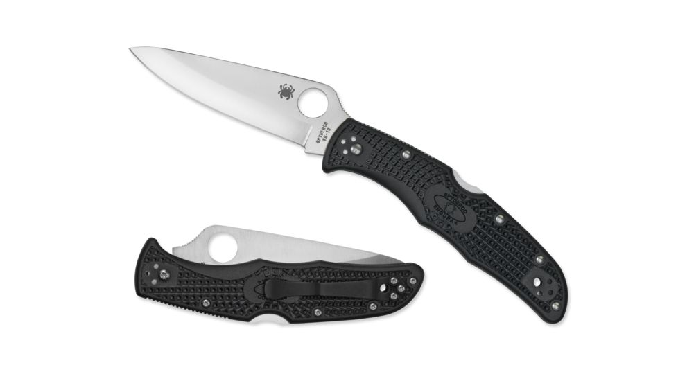 Spyderco Endura 4 Lightweight Folding Knife, 3.8in, VG-10, Satin Finish, Drop Point Blade, FRN Black Handle, C10PBK