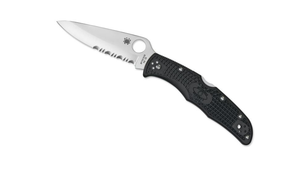 Spyderco Endura 4 Lightweight Folding Knife, 3.8in, VG-10, Partially Serrated Drop Point Blade, FRN Black Handle, C10PSBK
