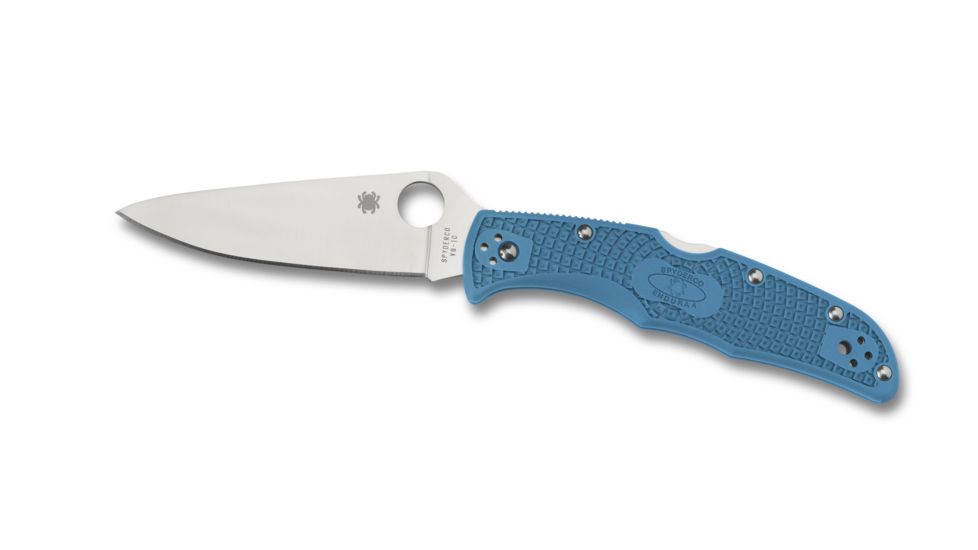 Spyderco Endura 4 Lightweight Folding Knife, 3.8in, VG-10 Stainless Steel, Drop Point Blade, Full-Flat Ground, Plain Edge, Satin Finish, FRN Blue Handle, C10FPBL