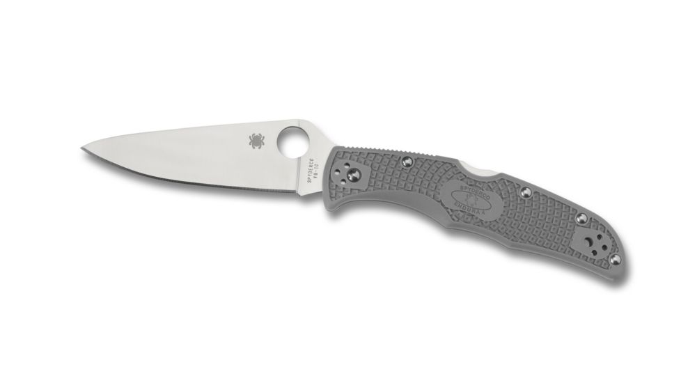 Spyderco Endura 4 Lightweight Folding Knife, 3.8in, VG-10, Drop Point, Full-Flat Grind, Plain Edge, Satin Finish, FRN Gray Handle, C10FPGY