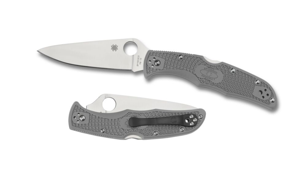 Spyderco Endura 4 Lightweight Folding Knife, 3.8in, VG-10, Drop Point, Full-Flat Grind, Plain Edge, Satin Finish, FRN Gray Handle, C10FPGY