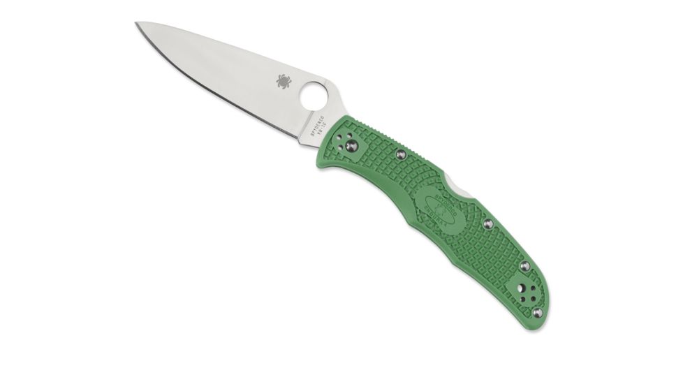 Spyderco Endura 4 Lightweight Folding Knife, 3.8in, VG-10, Drop Point Blade, Full-Flat Grind, Satin Finish, FRN Green Handle, C10FPGR