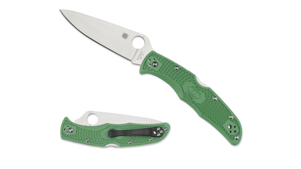 Spyderco Endura 4 Lightweight Folding Knife, 3.8in, VG-10, Drop Point Blade, Full-Flat Grind, Satin Finish, FRN Green Handle, C10FPGR