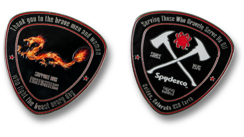 Spyderco Fire Dragon Coin 2021 Wildland Firefighter Foundation, Black, COINFD