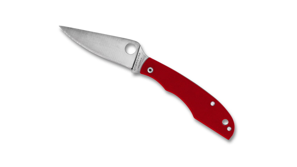 Spyderco Grasshopper Folding Knife, 2.28in, 12C27, Clip Point Blade, G10, Red Handle, C138GRDP