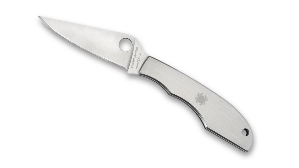 Spyderco Grasshopper Slipit Folding Knife, 2.27in, Sandvik 12C27, Drop Point, Plain Edge, Stainless Steel Handle, C138P