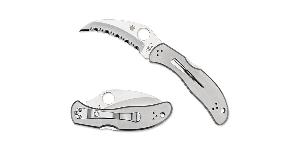 Spyderco Harpy Folding Knife, 2.75in, VG-10, Satin, Hawkbill Blade, Stainless Steel, Stainless Handle, 716104000050