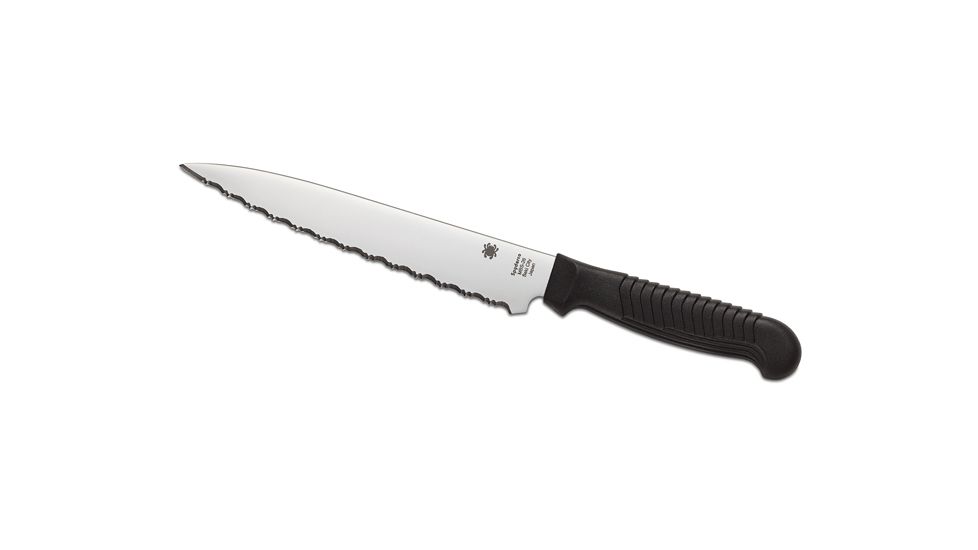 Spyderco Kitchen Utility Knife 6in Serrated Blade,Black Handle K04SBK