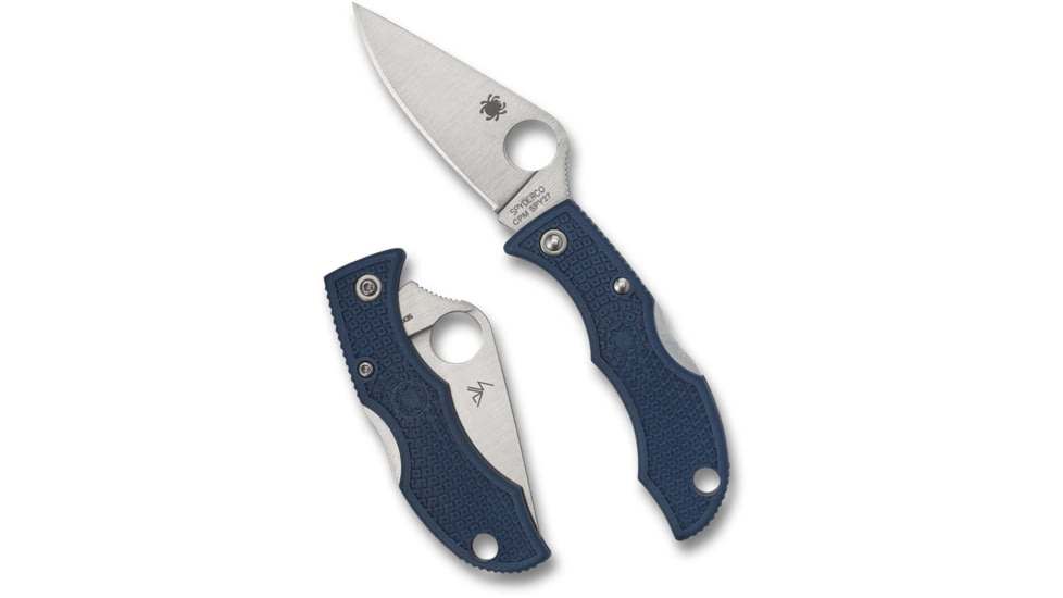 Spyderco Ladybug 3 Lightweight Folding Knife, 1.93in, CPM SPY27, Leaf Blade, Satin Finish, Silver, FRN Blue Handle, LPCBL3