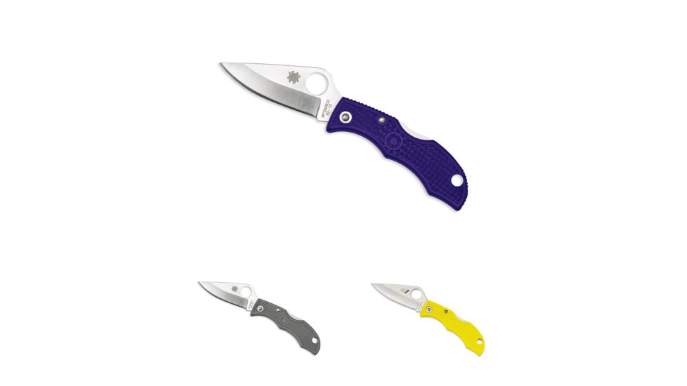 Spyderco Ladybug3 4.4in Black Folding Knife, FE Blade, Foilage Green, Yellow