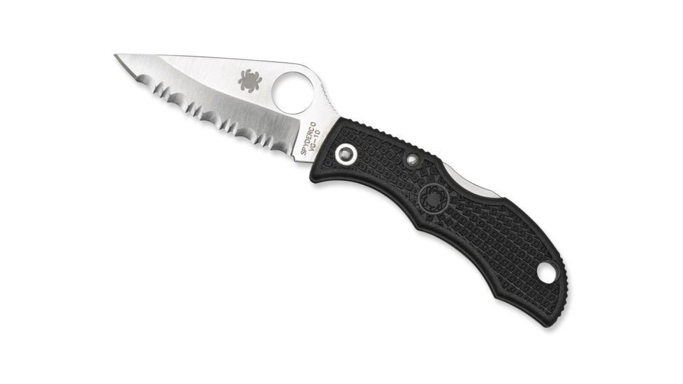 Spyderco Ladybug 3 Folding Knife, 1.9in, VG-10, Clip Point, Serrated Blade, FRN Black Handle, LBKS3