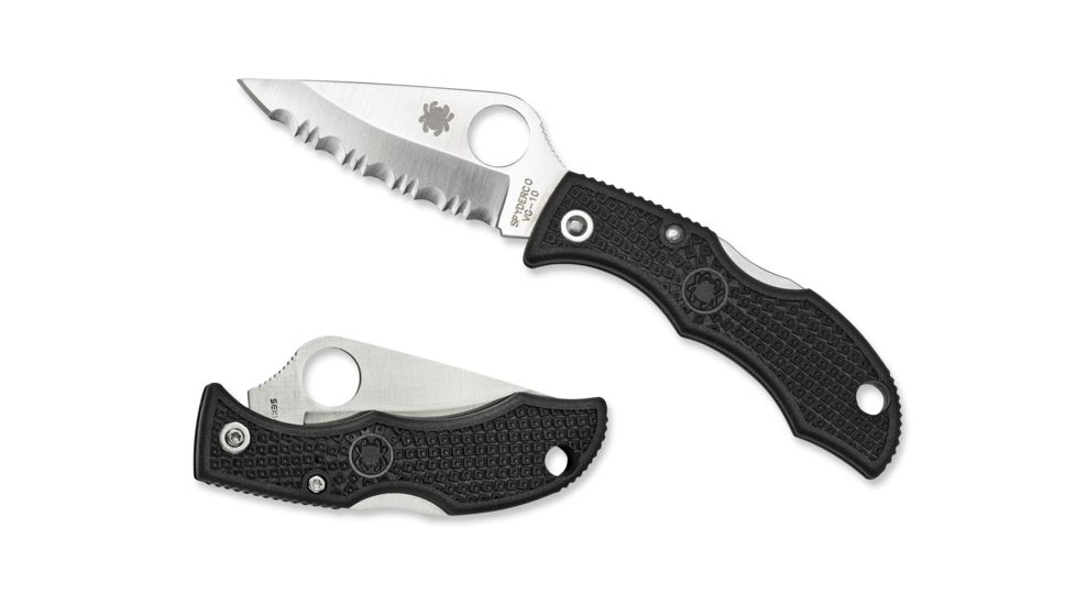 Spyderco Ladybug 3 Folding Knife, 1.9in, VG-10, Clip Point, Serrated Blade, FRN Black Handle, LBKS3