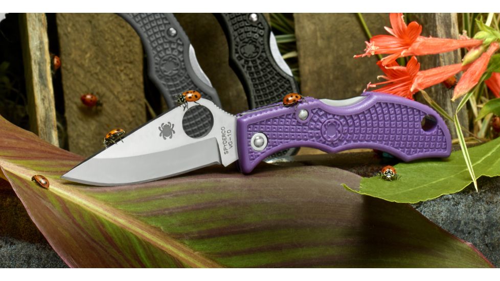 Spyderco Ladybug 3 Folding Knife, 1.9in, VG-10, Clip Point Blade, Purple FRN Handle, LPRP3