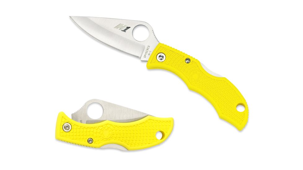 Spyderco Ladybug 3 Salt Folding Knife, 1.9in, H-1 FE, Clip Point Blade, FRN Yellow Handle, LYLP3