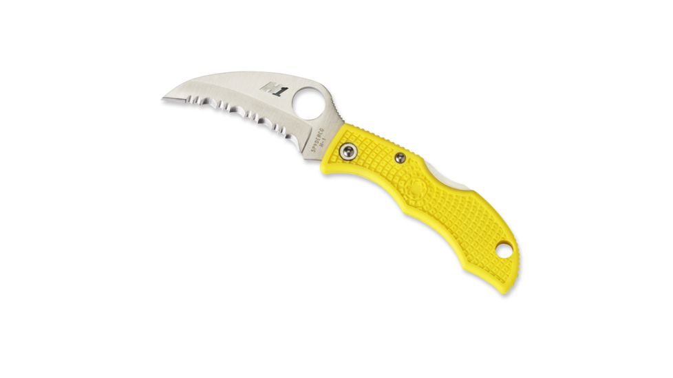 Spyderco Ladybug3 Salt Yellow FRN Handle, H-1 Hawkbill Fold Knife LYLS3HB