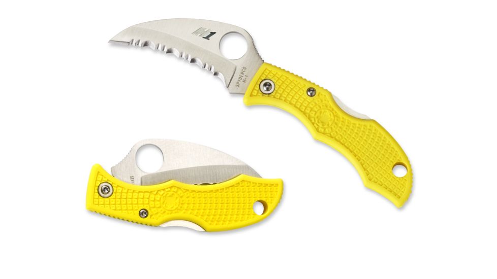 Spyderco Ladybug3 Salt Yellow FRN Handle, H-1 Hawkbill Fold Knife LYLS3HB