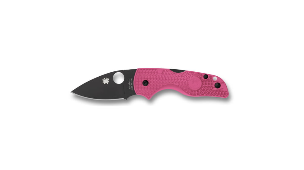 Spyderco Lil' Native Folding Knife, 2.42in, CTS BD1N, DLC, Leaf Blade, FRN Pink Handle, C230PPNBK