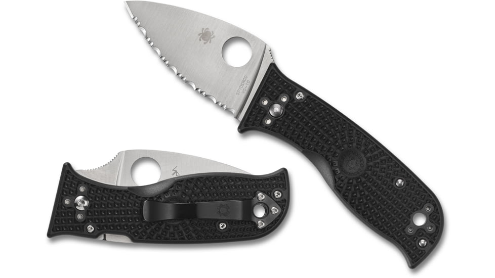 Spyderco Lil' Temperance 3 Lightweight Folding Knives by Sal Glesser, 2.92in, VG-10 Steel, Plain Blade, Black FRN Handle, C69PBK3