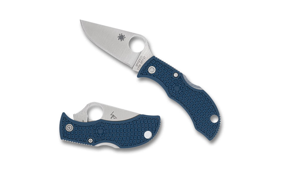 Spyderco Manbug Folding Knife, 1.96in, CPM SPY27, Satin, Modified Clip Blade, FRN Blue Handle, 716104000326
