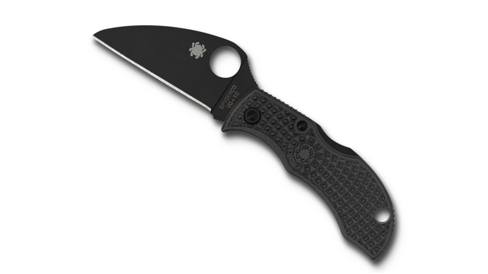 Spyderco Manbug Folding Knife, 1.97 in, VG-10 Stainless Steel, Black Blade, Wharncliffe Blade, FRN Black Handle, MBKWPBK