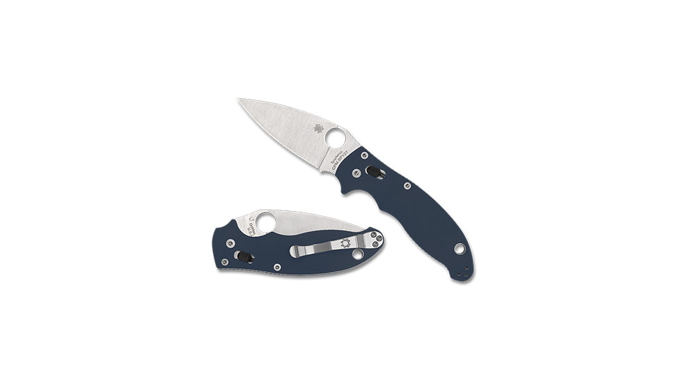Spyderco Manix 2 Folding Knife, 3.37in, CPM SPY27, Drop Point, G-10, Blue Handle, SPY-C101GPCBL2