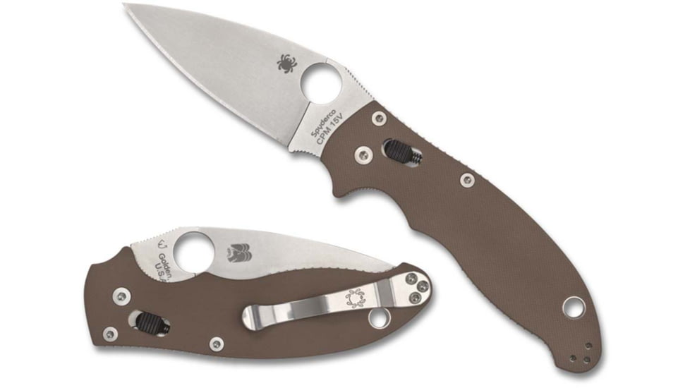 Spyderco Manix 2 CPM 15V Sprint Run Folding Knife by Shawn Houston, 3.31in, CPM 15V Steel, Brown G-10 Handle, C101GPBN15V2