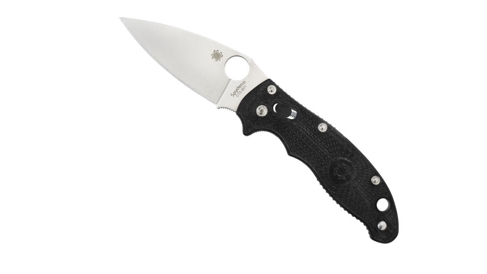 Spyderco Manix 2 Folding Knife, 3.37in, CTS BD1, Drop Point, PlainEdge, Black Handle, C101PBK2