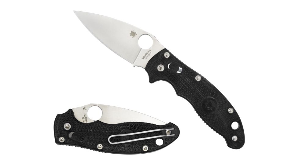 Spyderco Manix 2 Folding Knife, 3.37in, CTS BD1, Drop Point, PlainEdge, Black Handle, C101PBK2