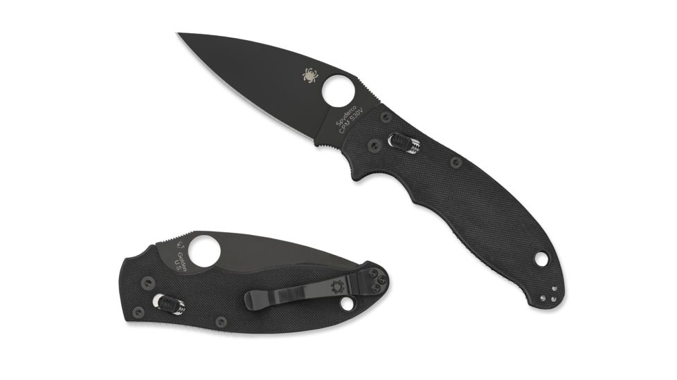 Spyderco Manix 2 Folding Knife, 3.37in, CTS BD1, Drop Point Blade, G-10, Black Handle, C101GPBBK2