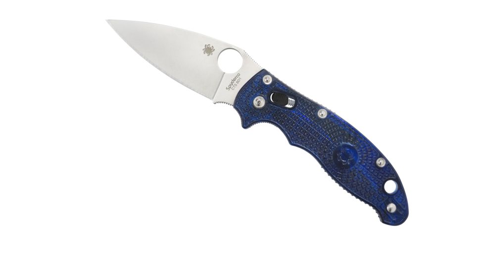 Spyderco Manix 2 Folding Knife, 3.37in, CTS BD1 Fine Edge, Drop Point Blade, Translucent FRCP Blue Handle, C101PBL2