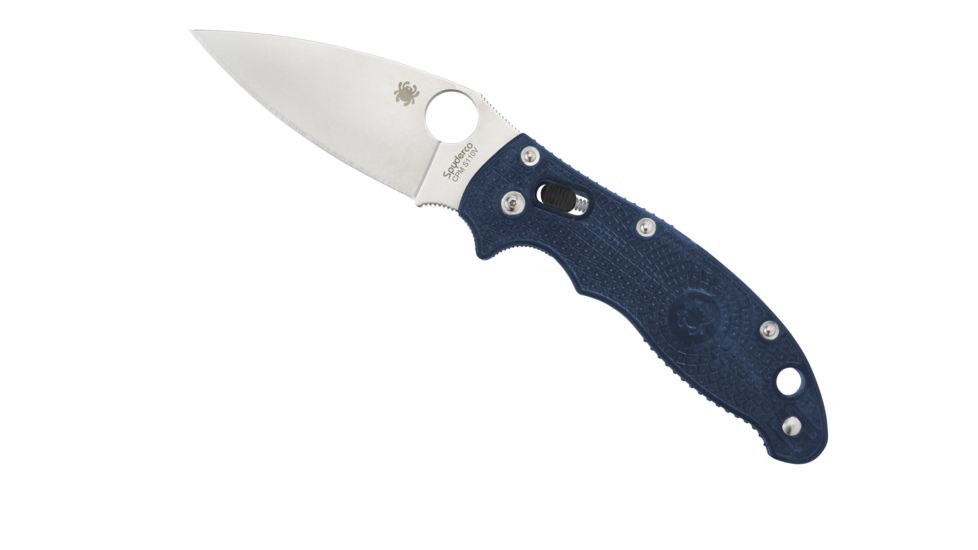Spyderco Manix 2 Lightweight Folding Knife, 3.39in, Plain Edge, CPM S110V, Drop Point Blade, FRCP, Dark Blue Handle C101PDBL2