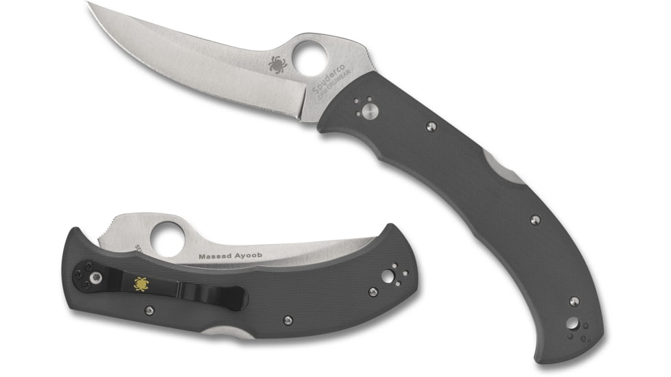 Spyderco Massad Ayoob CRU-WEAR Sprint Run Folding Knives, 3.69in, CRU-WEAR, Plain Blade, Gray G-10 Handle, C60GPGY