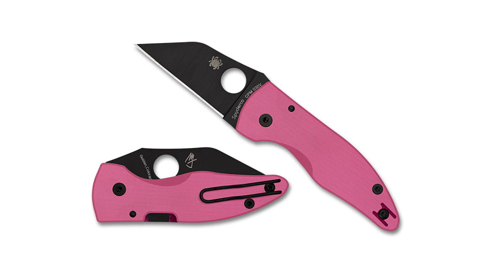 Spyderco MicroJimbo Folding Knives, 2.45in, CPM S30V, G-10, Black DLC, Pink, 716104018550