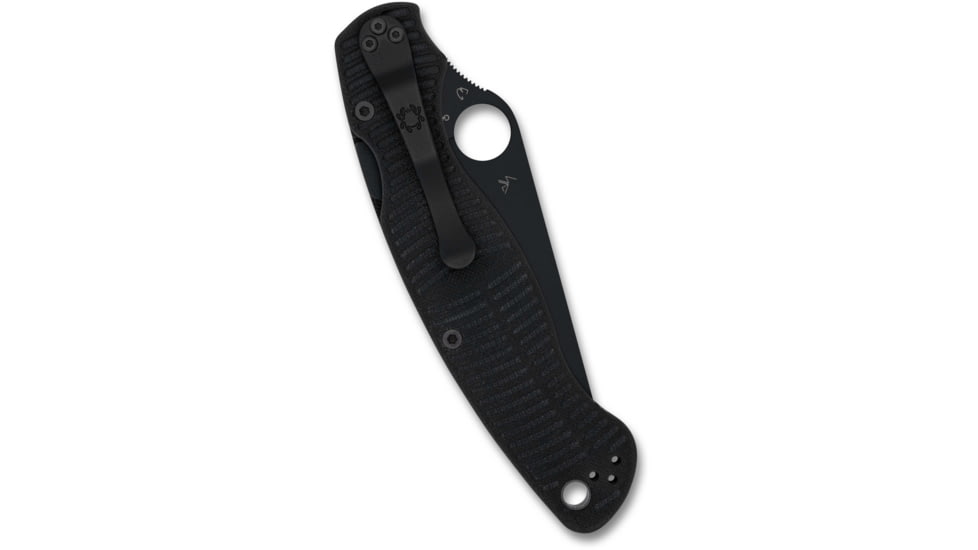 Spyderco Military 2 Folding Knife by Sal Glesser, 4in, CPM MagnaCut, Modified Clip, DLC, G-10, Black Handle, 716104018840