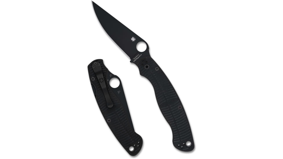 Spyderco Military 2 Folding Knife by Sal Glesser, 4in, CPM MagnaCut, Modified Clip, DLC, G-10, Black Handle, 716104018840