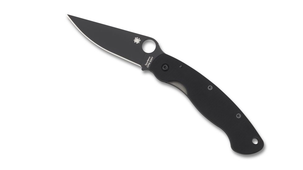 Spyderco Military Folding Knife, Black G-10 Handle, Black Blade, FE Blade, C36GPBK