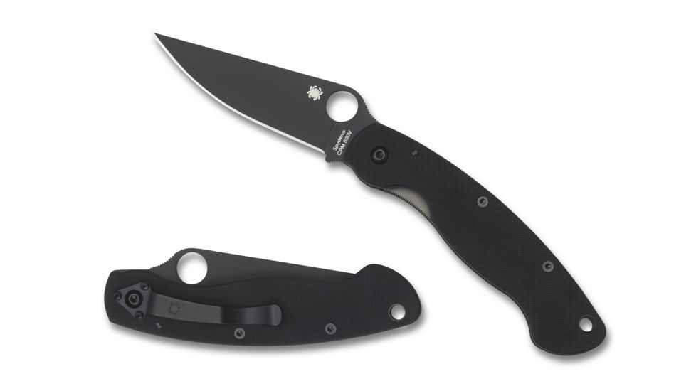 Spyderco Military Folding Knife, Black G-10 Handle, Black Blade, FE Blade, C36GPBK
