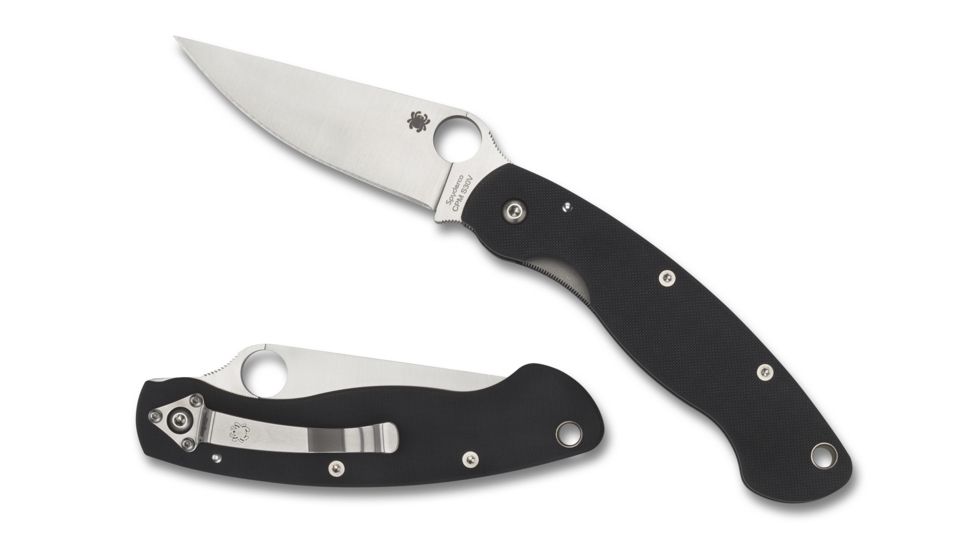 Spyderco Military Folding Knife, Black G-10 Handle, FE Blade, C36GPE