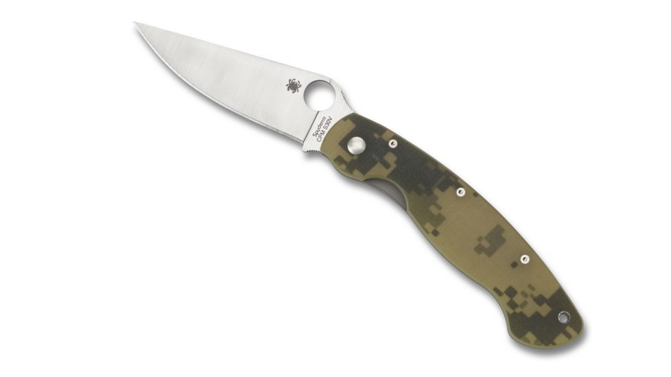 Spyderco Military Folding Knife, Camo G-10 Handle, FE Blade, C36GPCMO