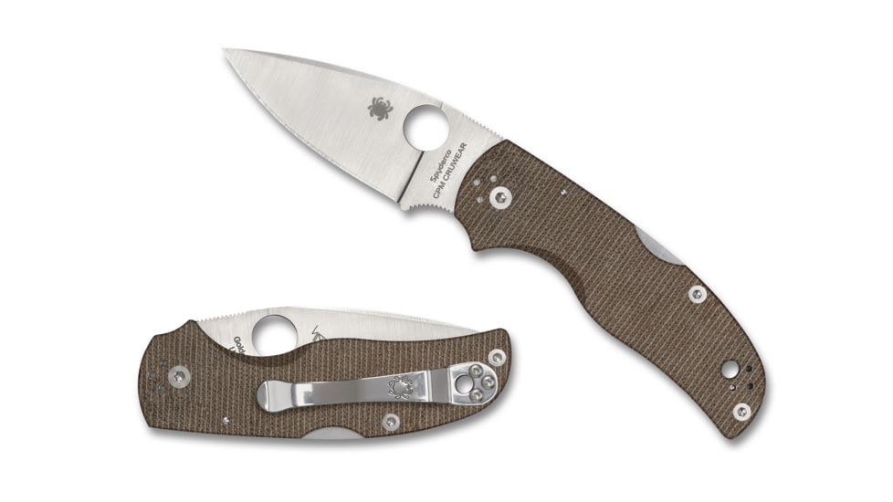 Spyderco Native 5 Folding Knife, 2.95 in, CPM CRU-WEAR Steel, Brown, Micarta, C41MPCW5