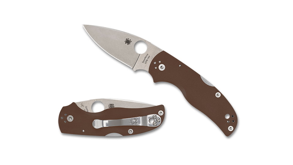 Spyderco Native 5 Folding Knives, 2.95in, CPM 15V, G-10, Satin, Brown, 716104018154