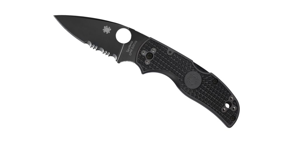 Spyderco Native 5 Lightweight Folding Knife, 3.11in, CPM S30V Stainless Steel, Drop Point, Combination Edge, Black Blade, FRN Black Handle, C41PSBBK5