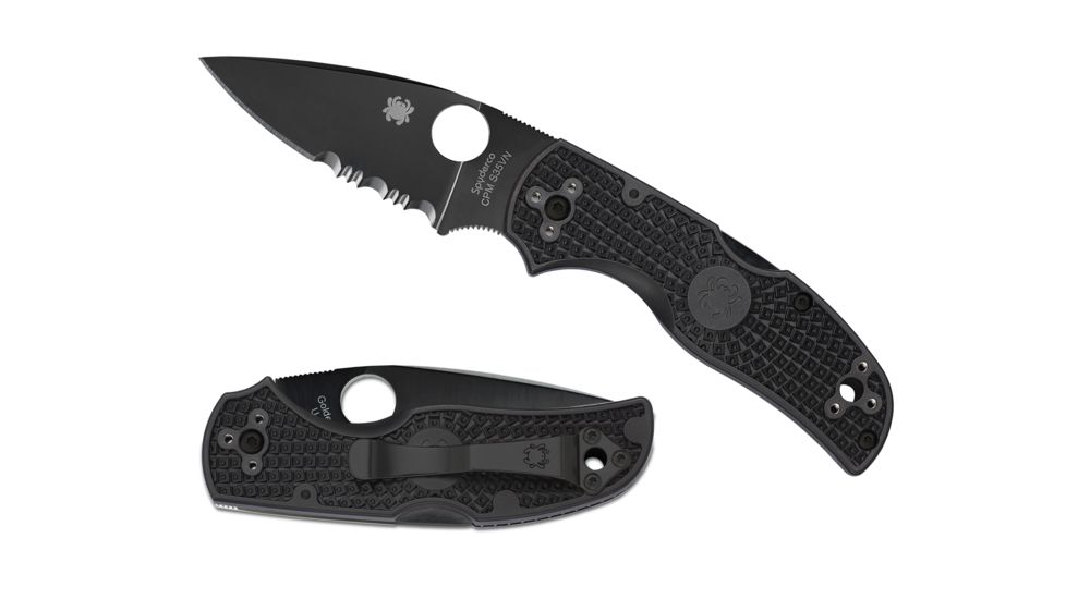 Spyderco Native 5 Lightweight Folding Knife, 3.11in, CPM S30V Stainless Steel, Drop Point, Combination Edge, Black Blade, FRN Black Handle, C41PSBBK5