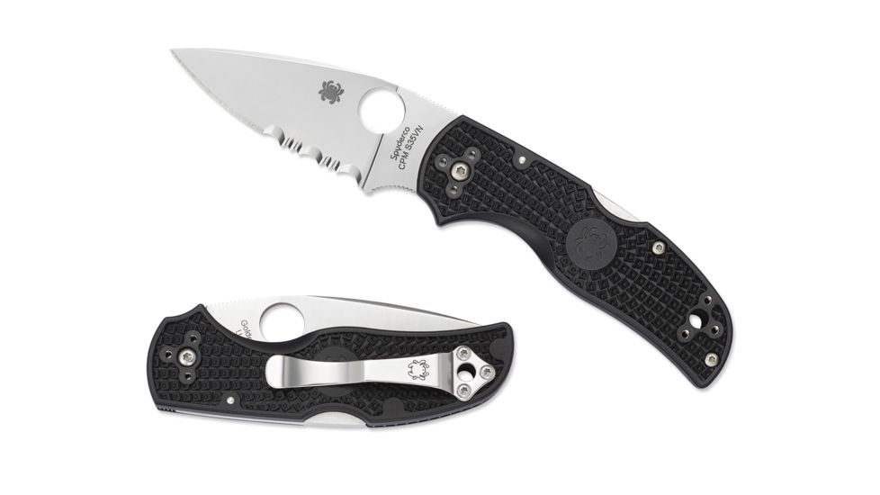Spyderco Native 5 Lightweight Folding Knife, 2.95in, CPM S30V, Drop Point, Combination Edge, FRN Black Handle, C41PSBK5